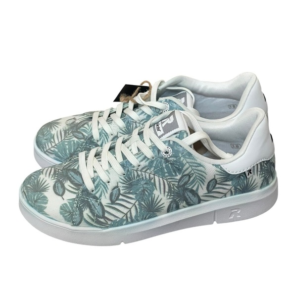 Rieker White and Green Leaf Pattern Sneakers size 38(7-7.5 USA) - Picture 4 of 16